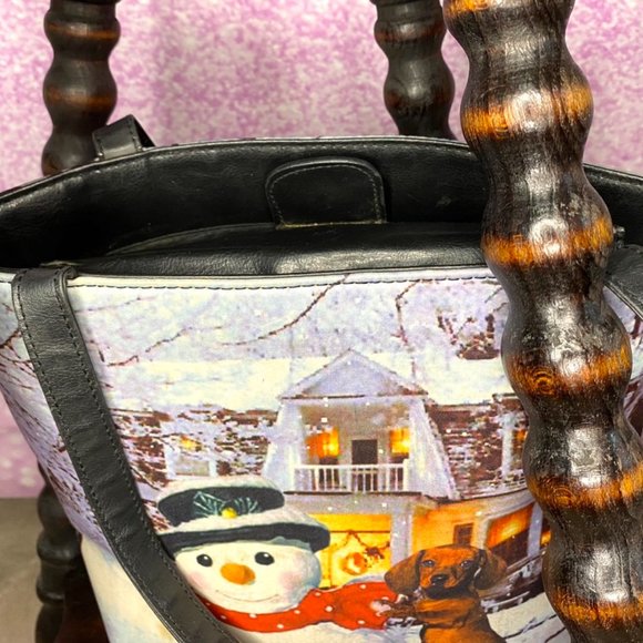 Dachshund bag with matching wallet, Christmas doxie with snowman friend - Picture 4 of 15